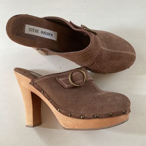 Steve Madden FARIS Suede Slip-On Retro Style Platform Clog Made In Brazil Sz 8 - Picture 4 of 14